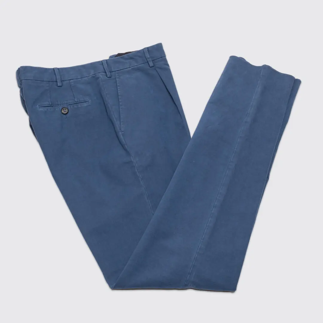 The Gigi Pants Size EU54 Blue Cotton Twill Pleated Dress Trousers