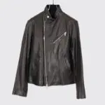 Vince Leather Jacket Size L/G Men Black Leather Cafe Racer Moto