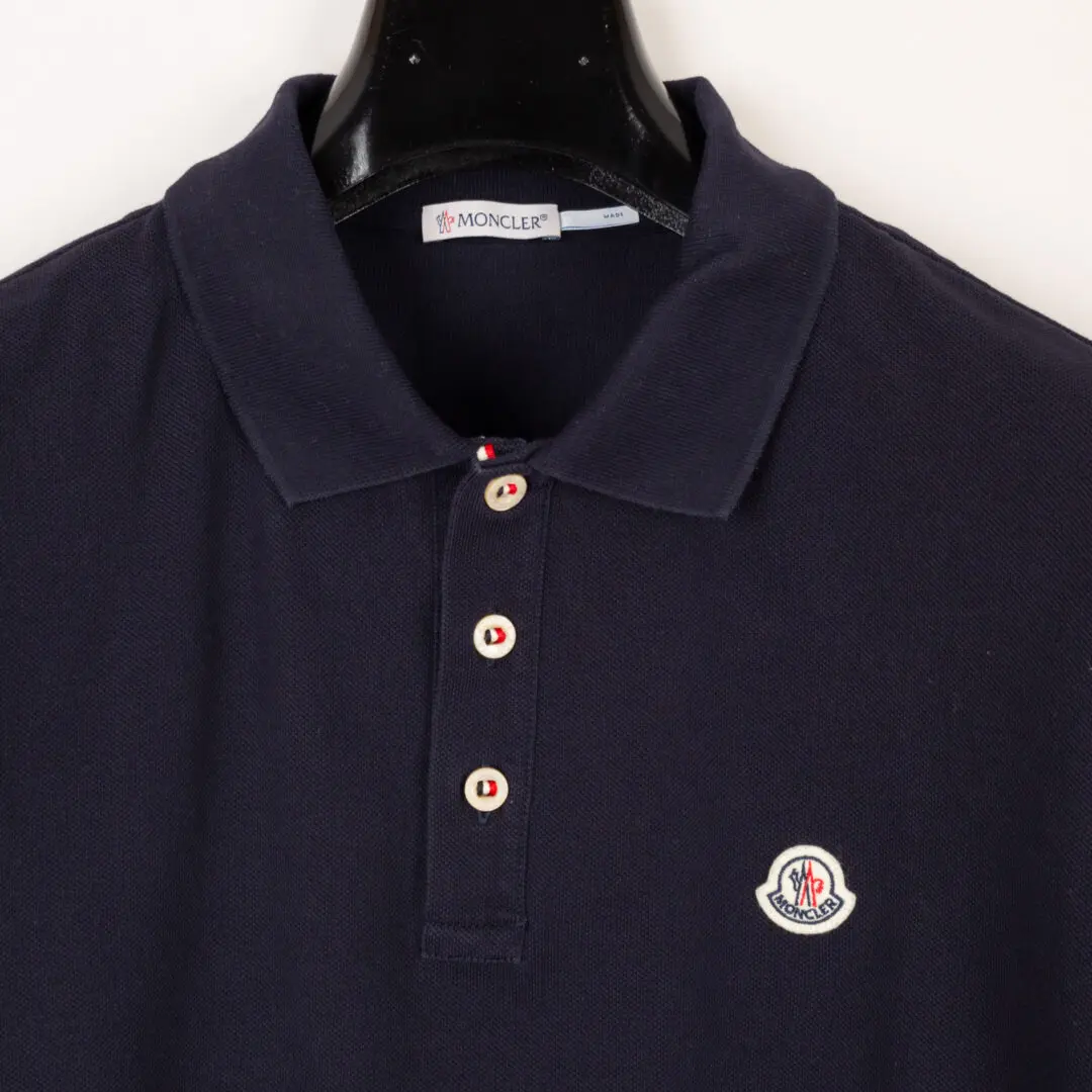 Moncler Shirt Maglia Polo Manica Corta SS Men Navy Blue Cotton