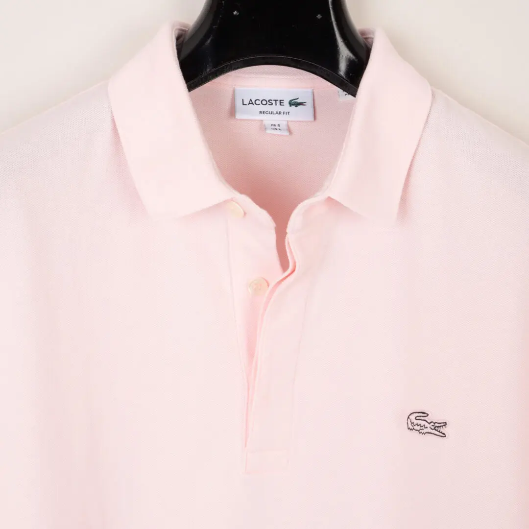 Lacoste Tennis Polo Shirt Size L (FR 5) Pink Cotton Pique Stretch