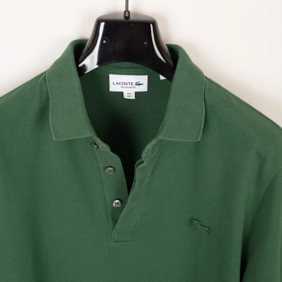 Lacoste Polo Shirt Size L (FR5) Green Cotton Pique Regular Fit