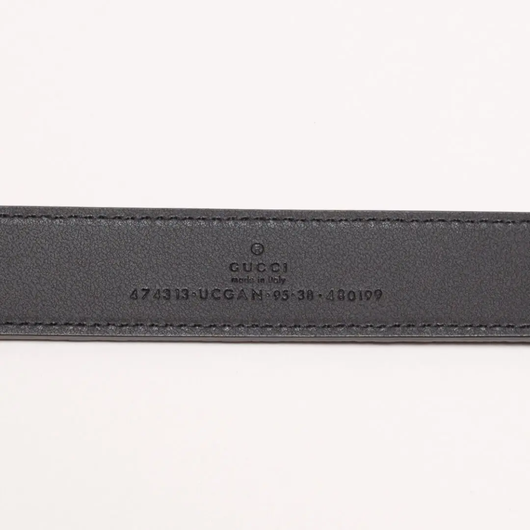 Gucci Belt Size 38 (95cm) Black GG Embossed Leather Square Buckle