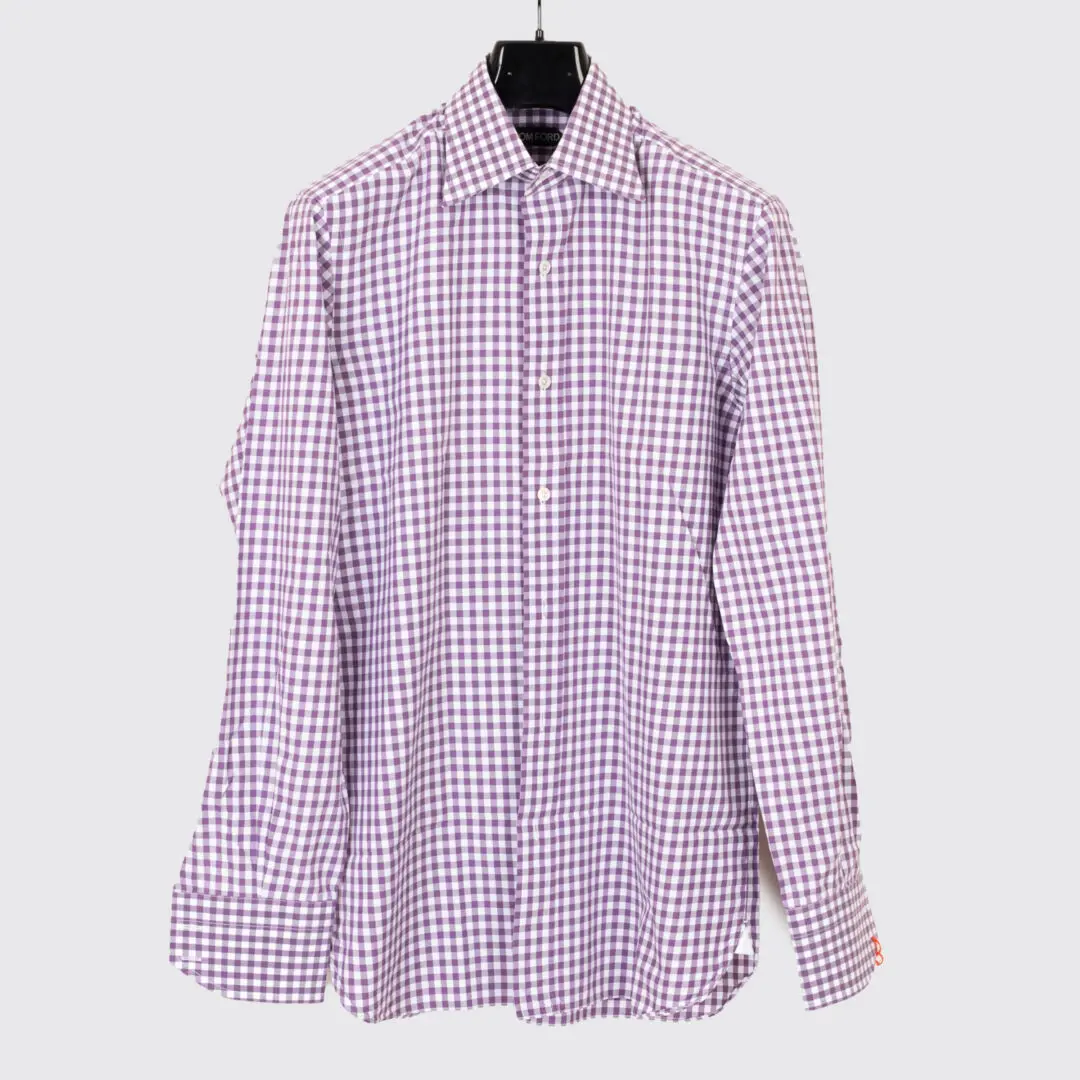 TOM FORD Dress Shirt Size 15.5 (39cm) Purple Gingham Check