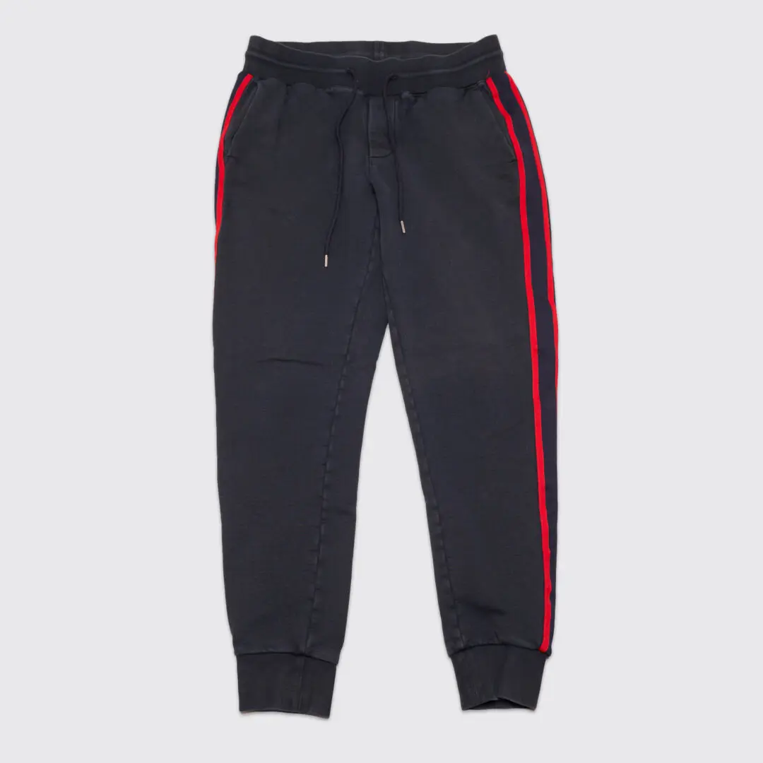 Moncler Sweatpants Size M Navy Blue Red Stripe Tapered Fit