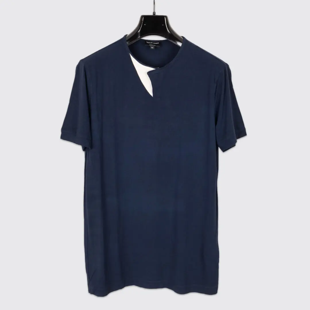 Giorgio Armani T-Shirt Size EU54 Navy 1-Button Viscose S/S