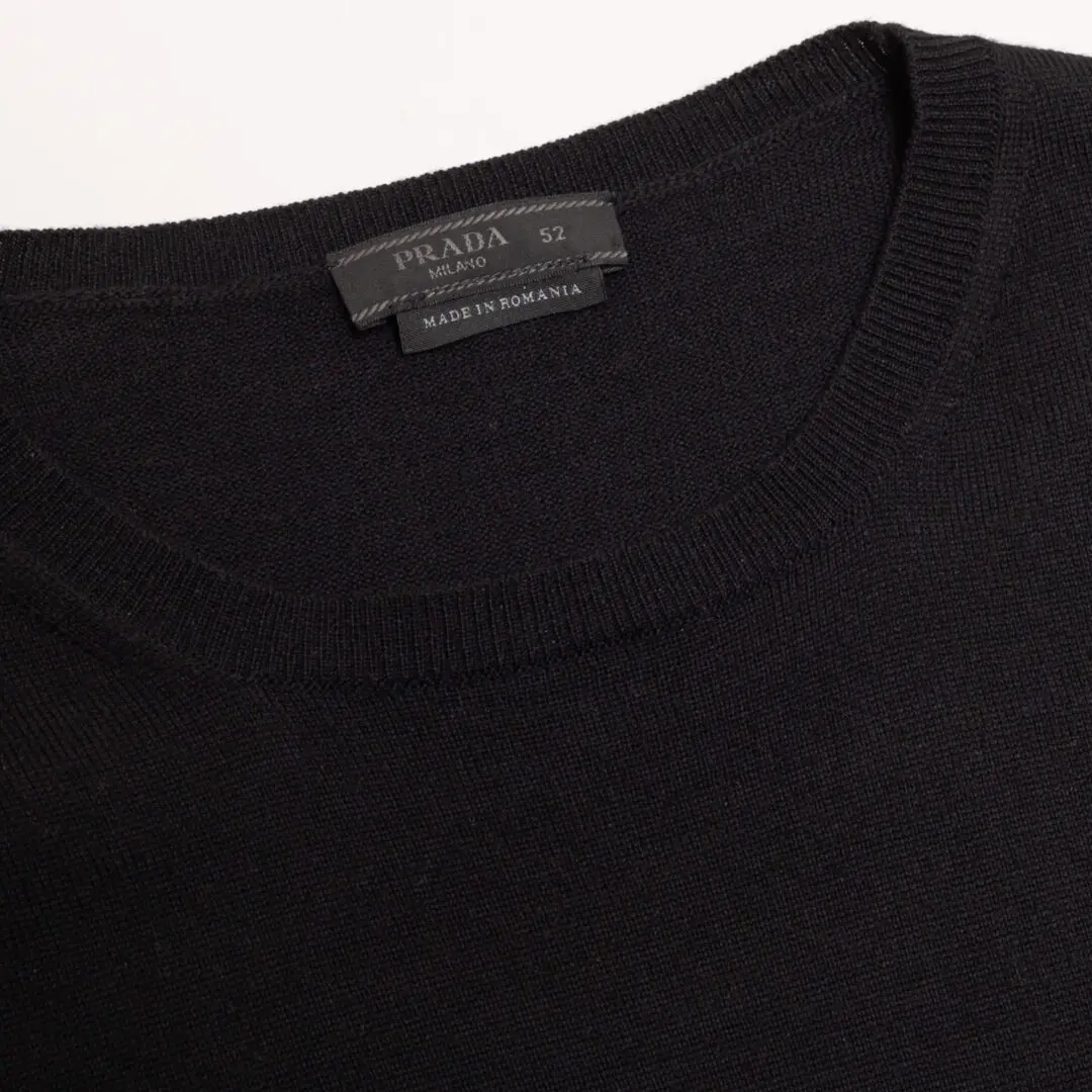 Prada Sweater Size EU52 Black Wool Mid Weight Crewneck