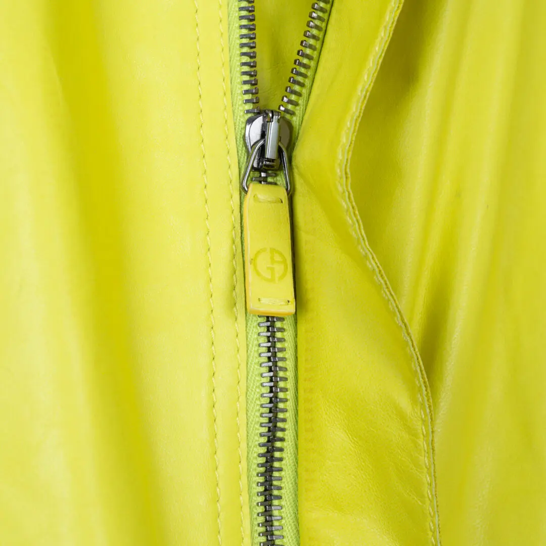 Giorgio Armani Men Lambskin Jacket Bright Yellow Leather