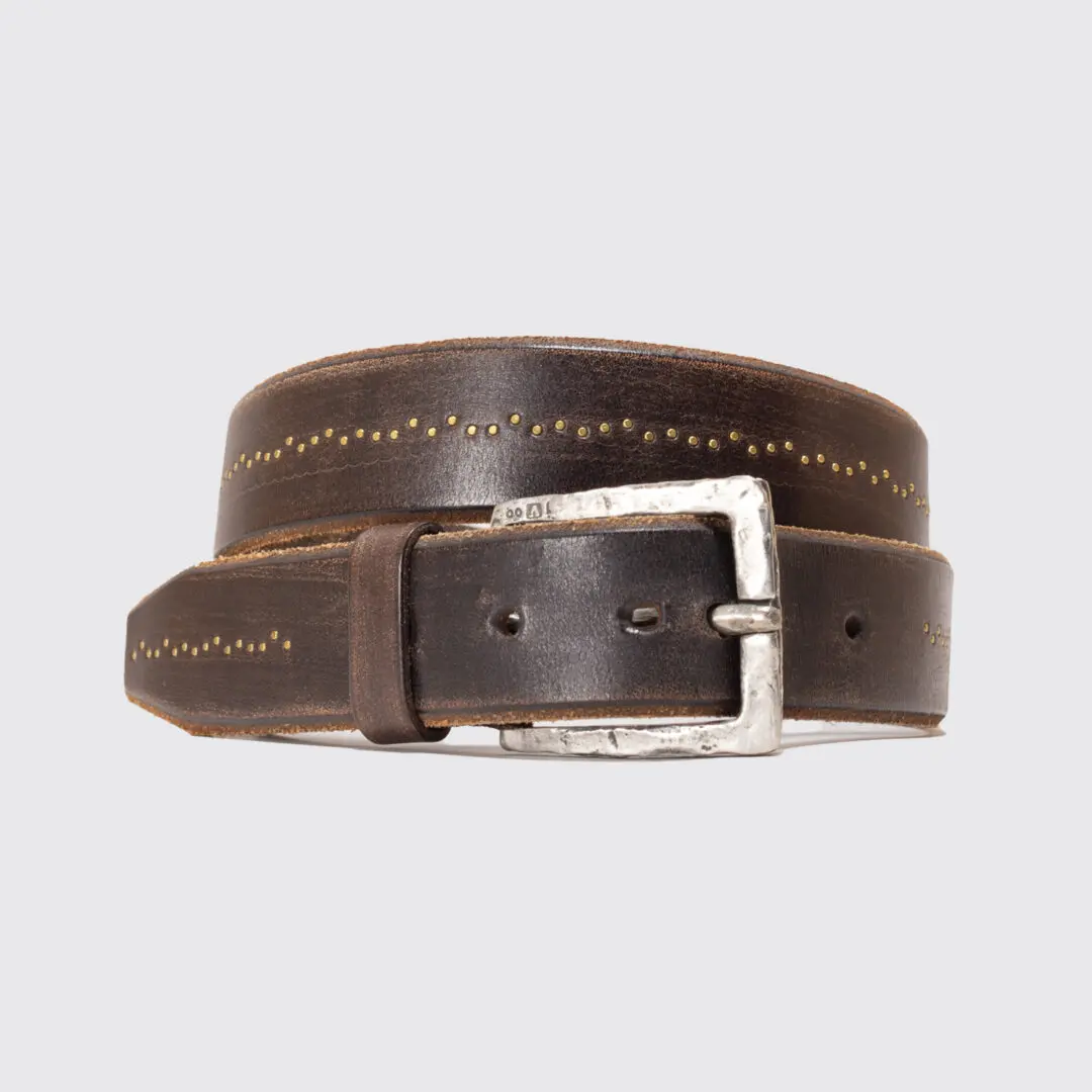 John Varvatos Belt W34 (85cm) Brown Studded Italian Leather