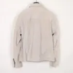 Theory Jamie Lamb Suede Shirt Jacket Size L Stone Grey Trucker