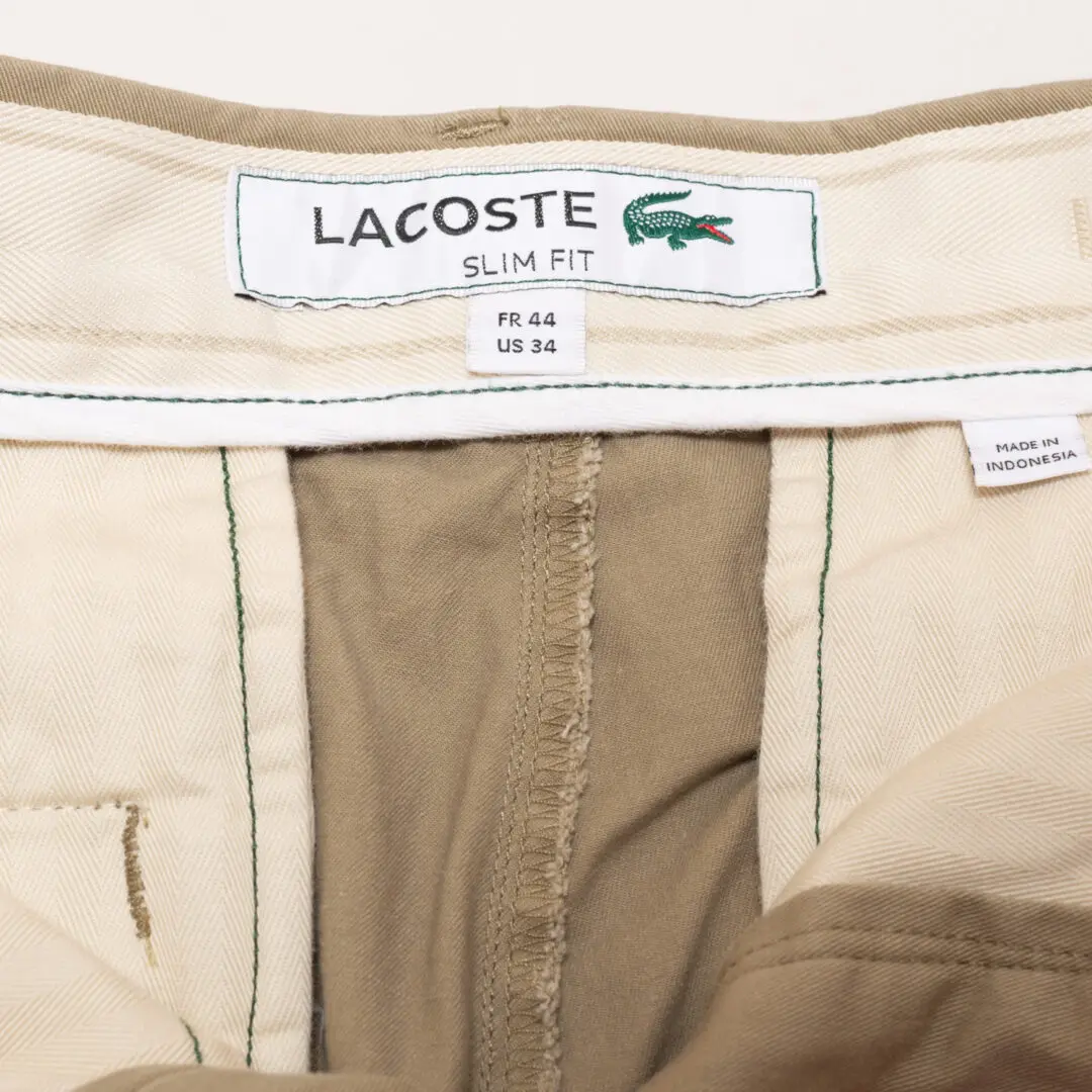 Lacoste Bermuda Shorts Size W34/35 Beige Stretch Cotton Slim Fit