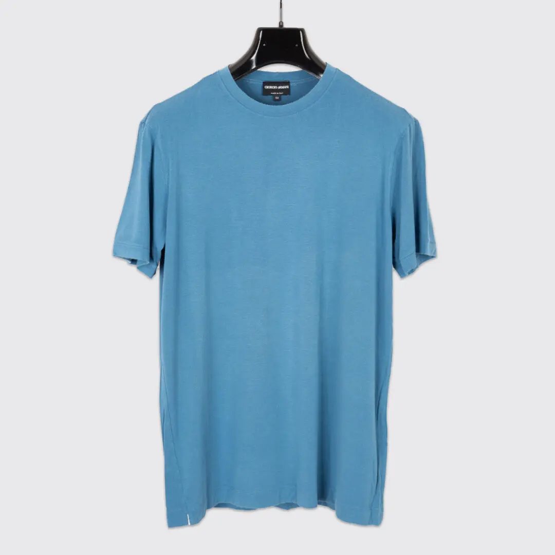 Giorgio Armani Viscose T-Shirt Size EU54 Blue Short Sleeve