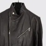 Vince Leather Jacket Size L/G Men Black Leather Cafe Racer Moto
