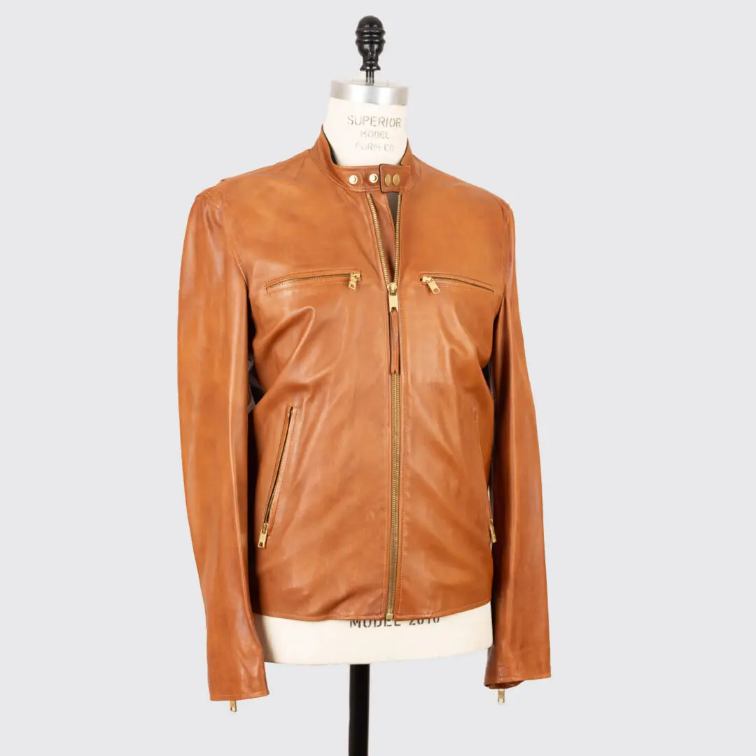 Marc Jacobs Sheepskin Moto Jacket Size EU54 Men Tan Cafe Racer