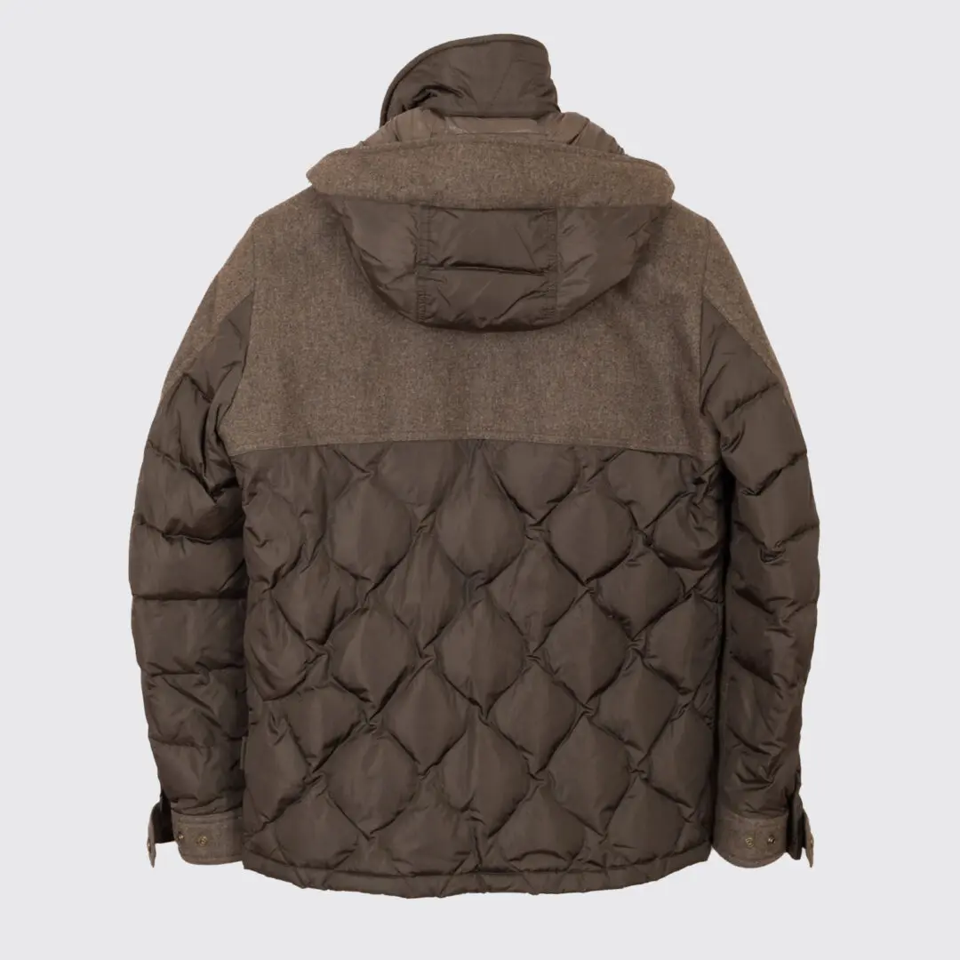 Moncler Jacket Size 2 Men Brown Wool Down Quilted Olivier Giubbotto