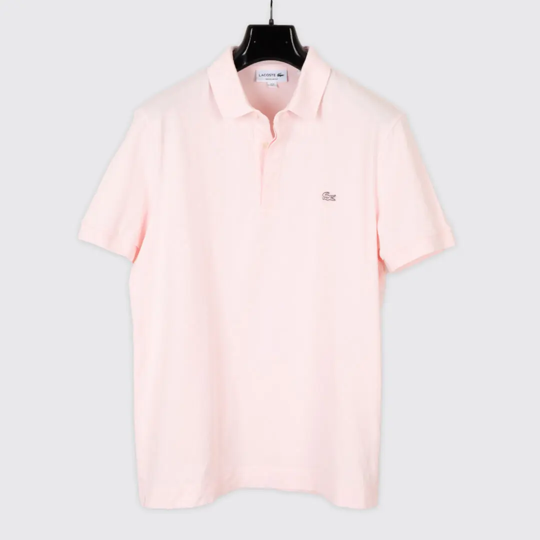 Lacoste Tennis Polo Shirt Size L (FR 5) Pink Cotton Pique Stretch