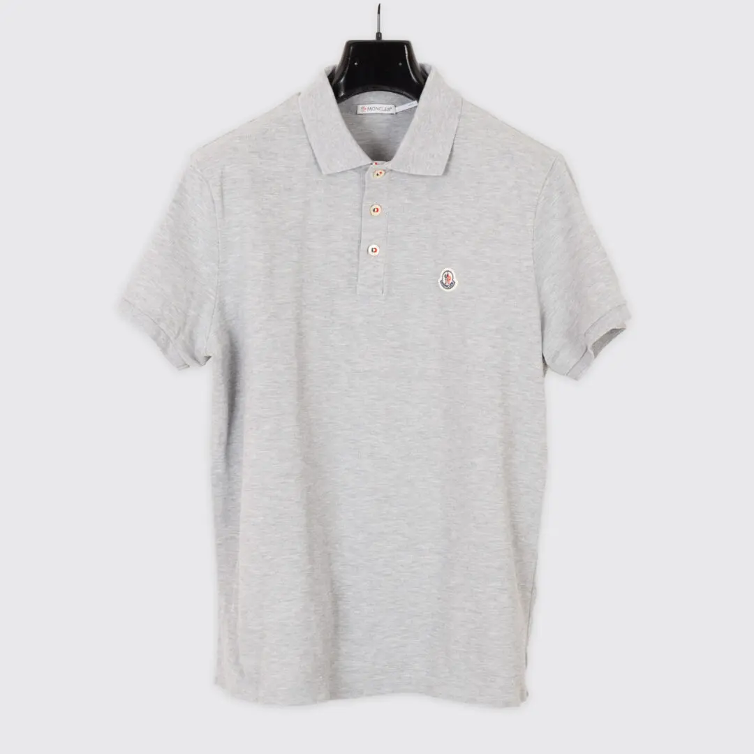 Moncler Shirt Maglia Polo Manica Corta SS Men Light Gray Cotton