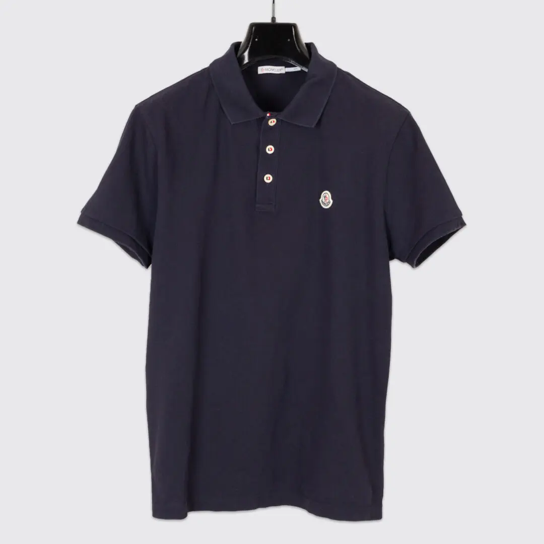 Moncler Shirt Maglia Polo Manica Corta SS Men Navy Blue Cotton