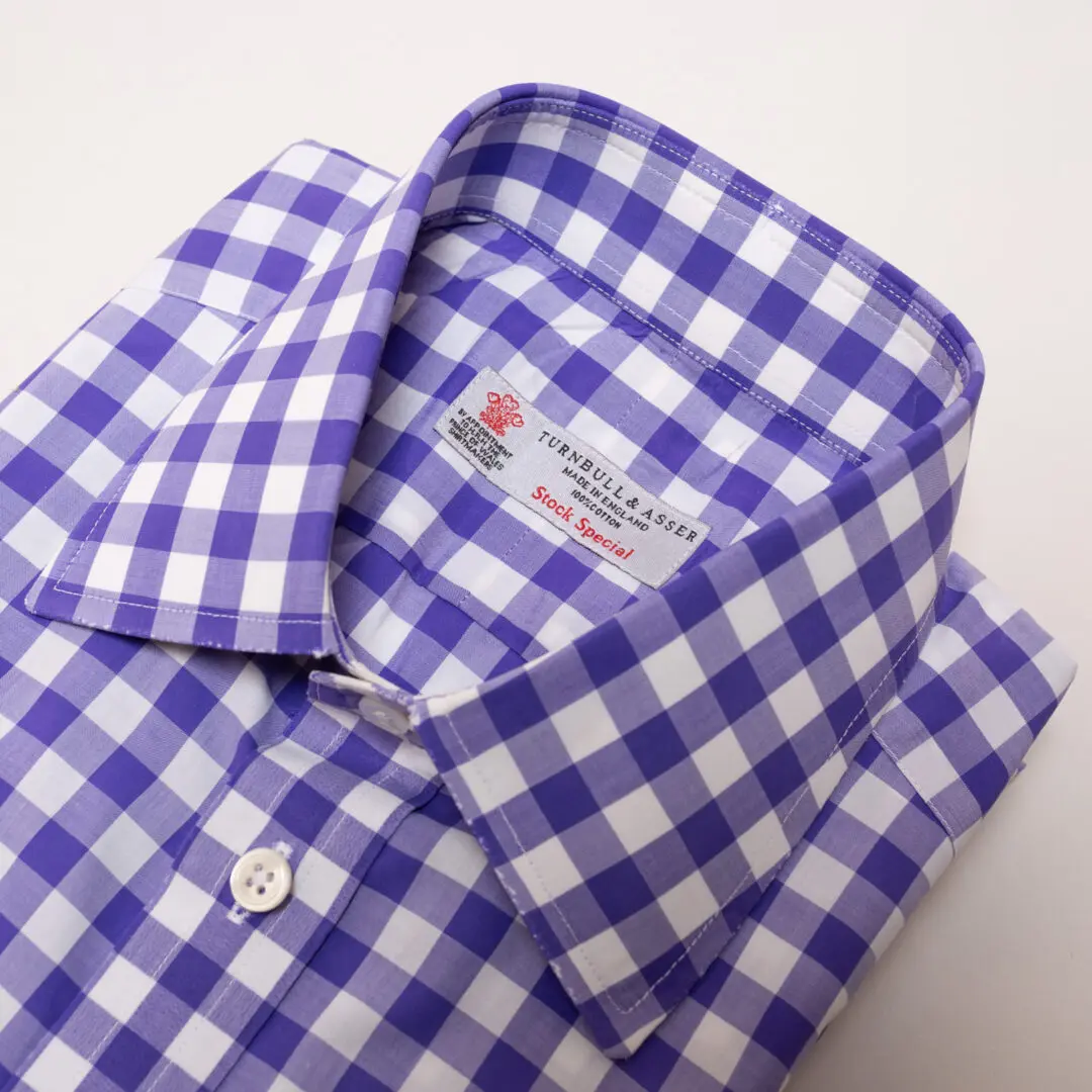 Turnbull & Asser Dress Shirt Size 15 Purple Check Made in England