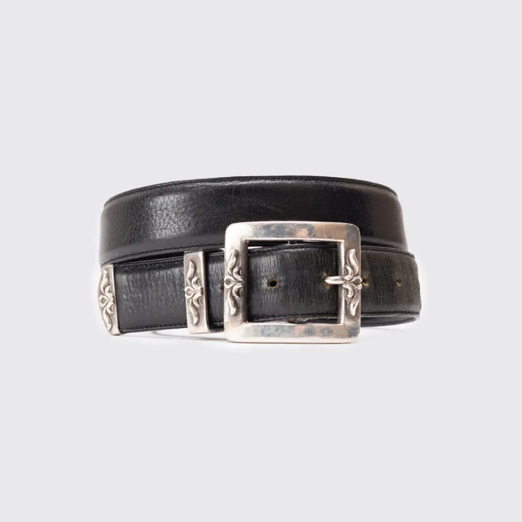 black leather belt by chrome hearts