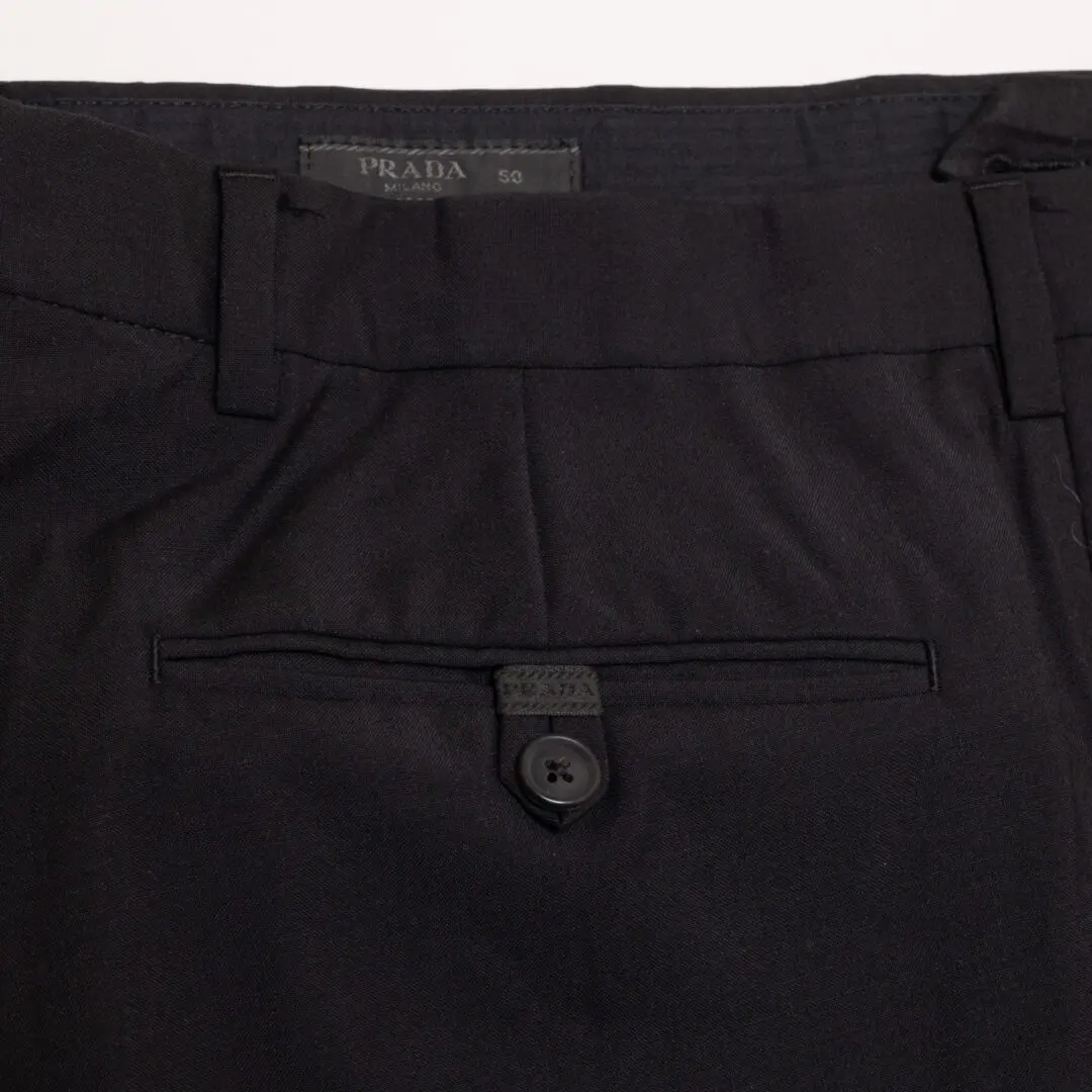 PRADA Dress Pants Size EU50 Men Black Flat Front Button Fly