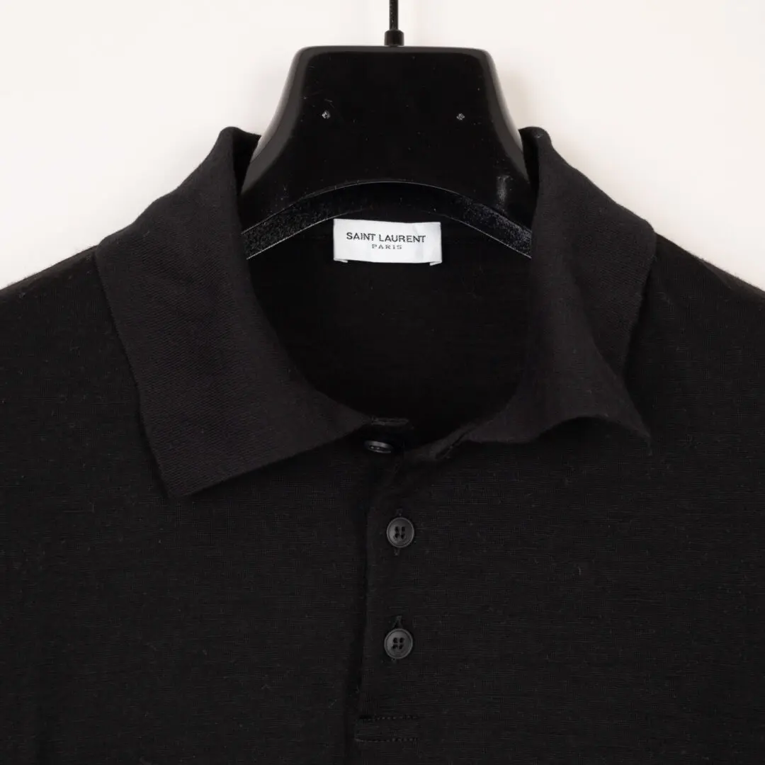 Yves Saint Laurent Polo Shirt Black Sheer Cotton Slim Fit