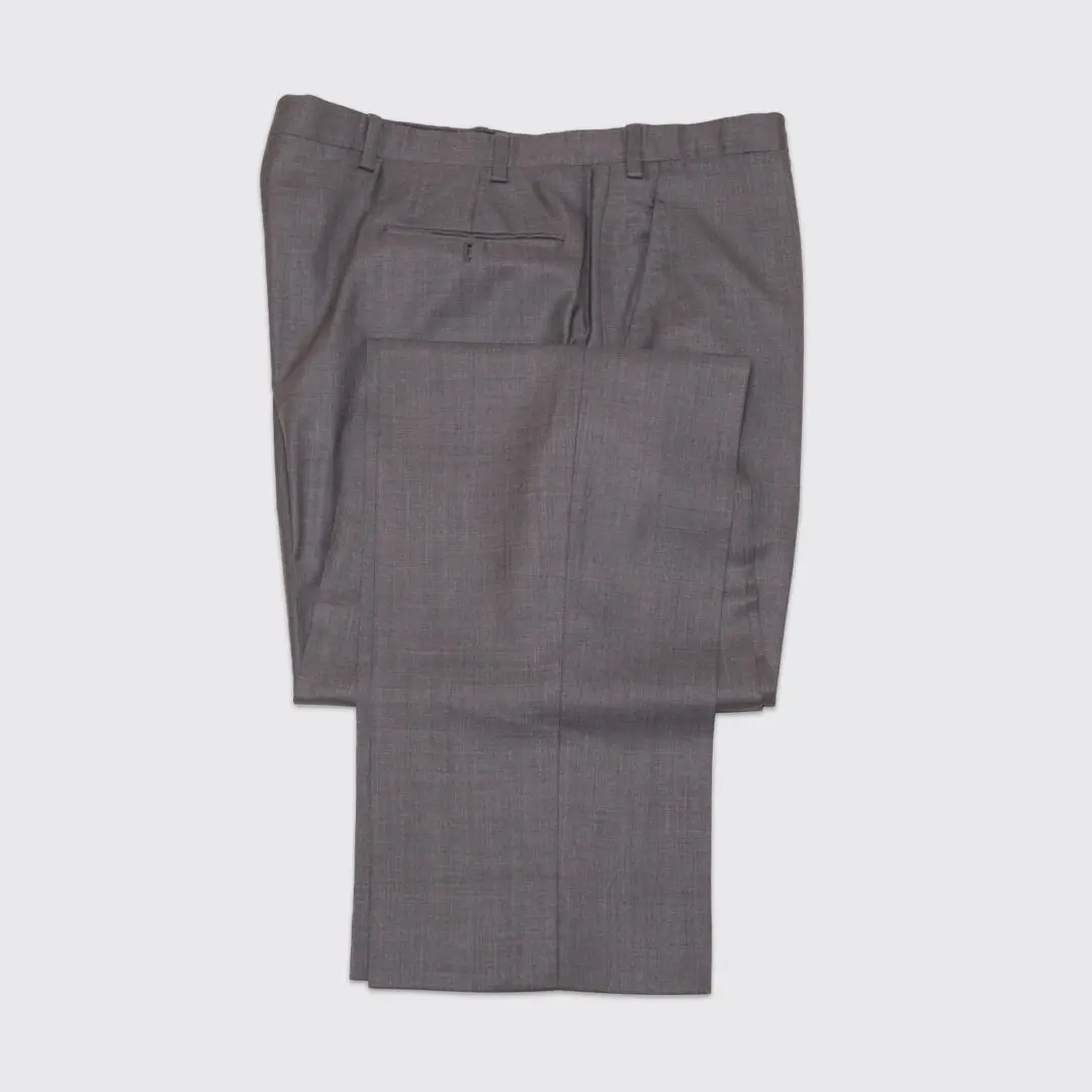 Kiton Napoli Pants Size EU53 Mid Gray Flat Front Wool Trousers