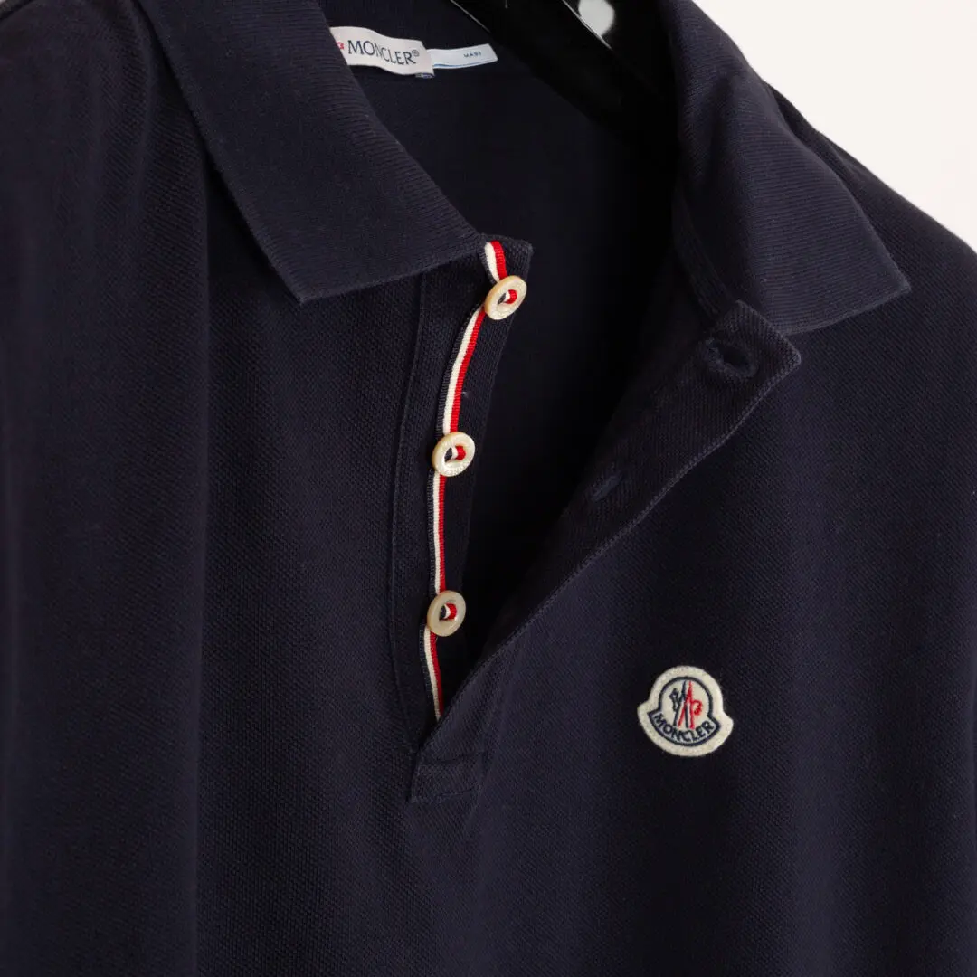 Moncler Shirt Maglia Polo Manica Corta SS Men Navy Blue Cotton