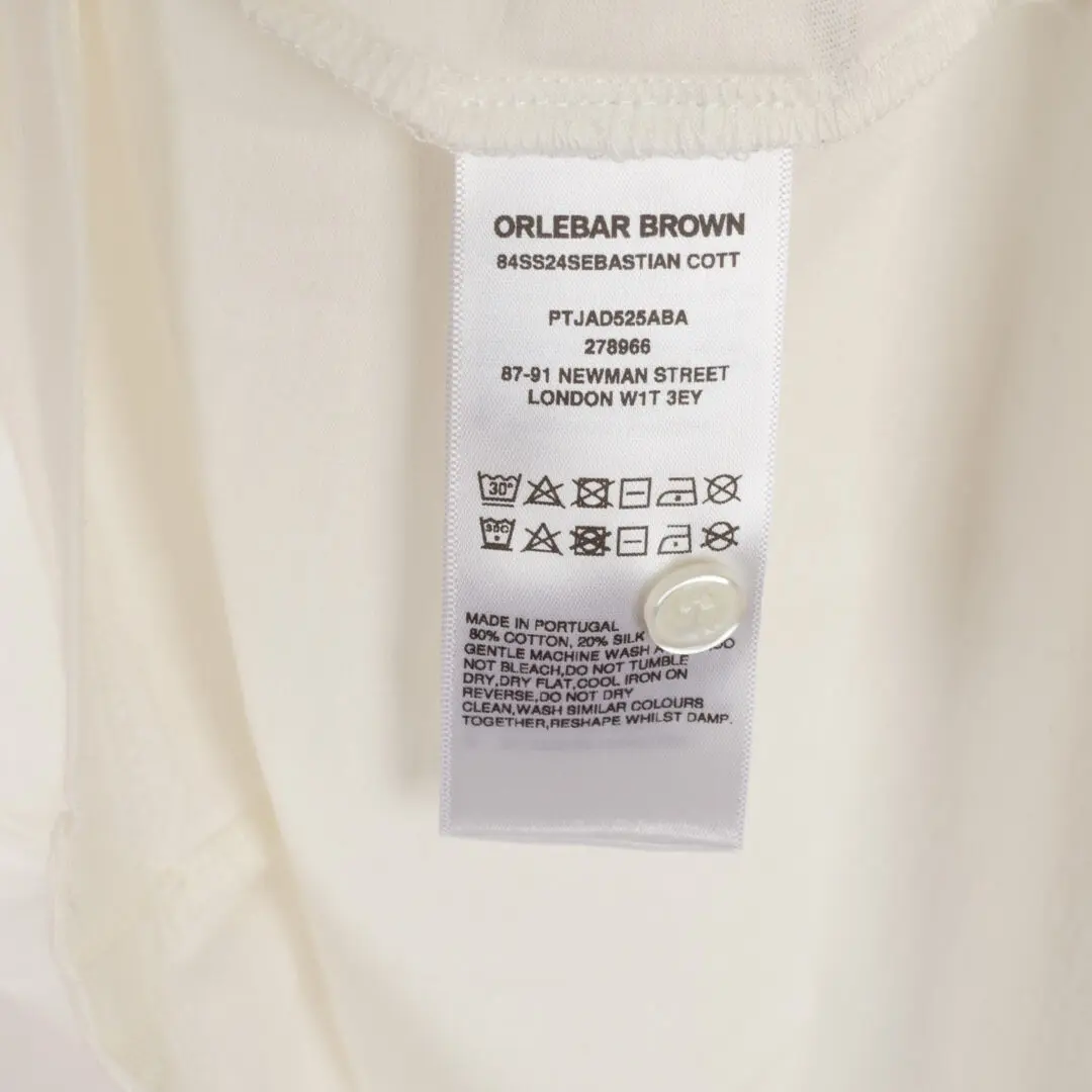 Orlebar Brown Size XL White Sand Tailored Fit Polo Cotton Silk