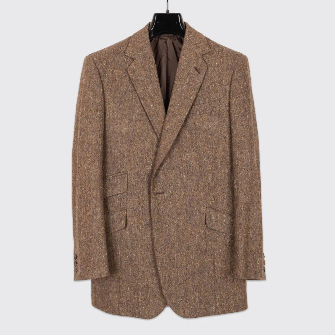 Richard Anderson Bespoke Sport Coat US36 Brown Fleck Wool Tweed