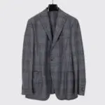 The Gigi Sport Coat Size EU54 Degas Gray Navy Plaid Fleece Wool