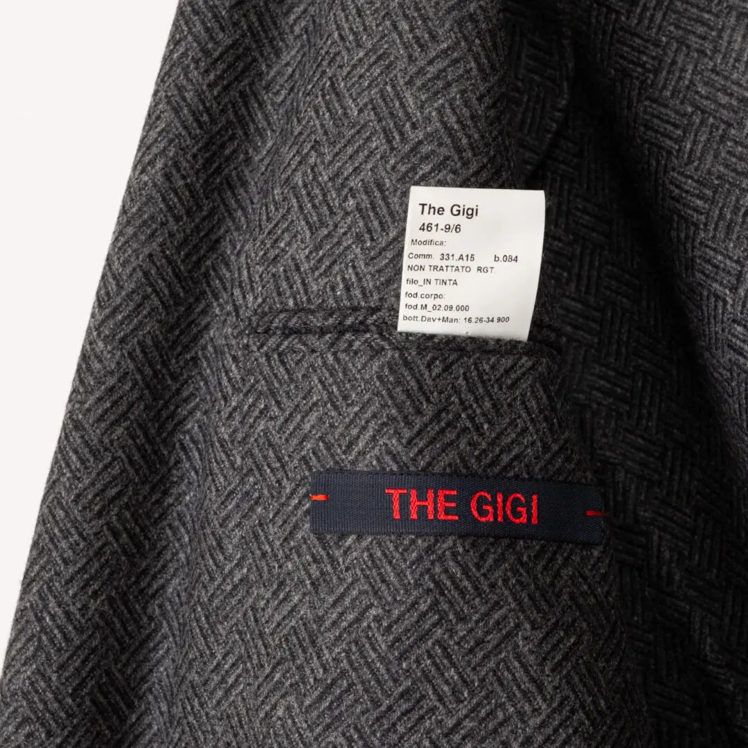 The Gigi Sport Coat Size EU54 Dark Gray Flannel Herringbone Check