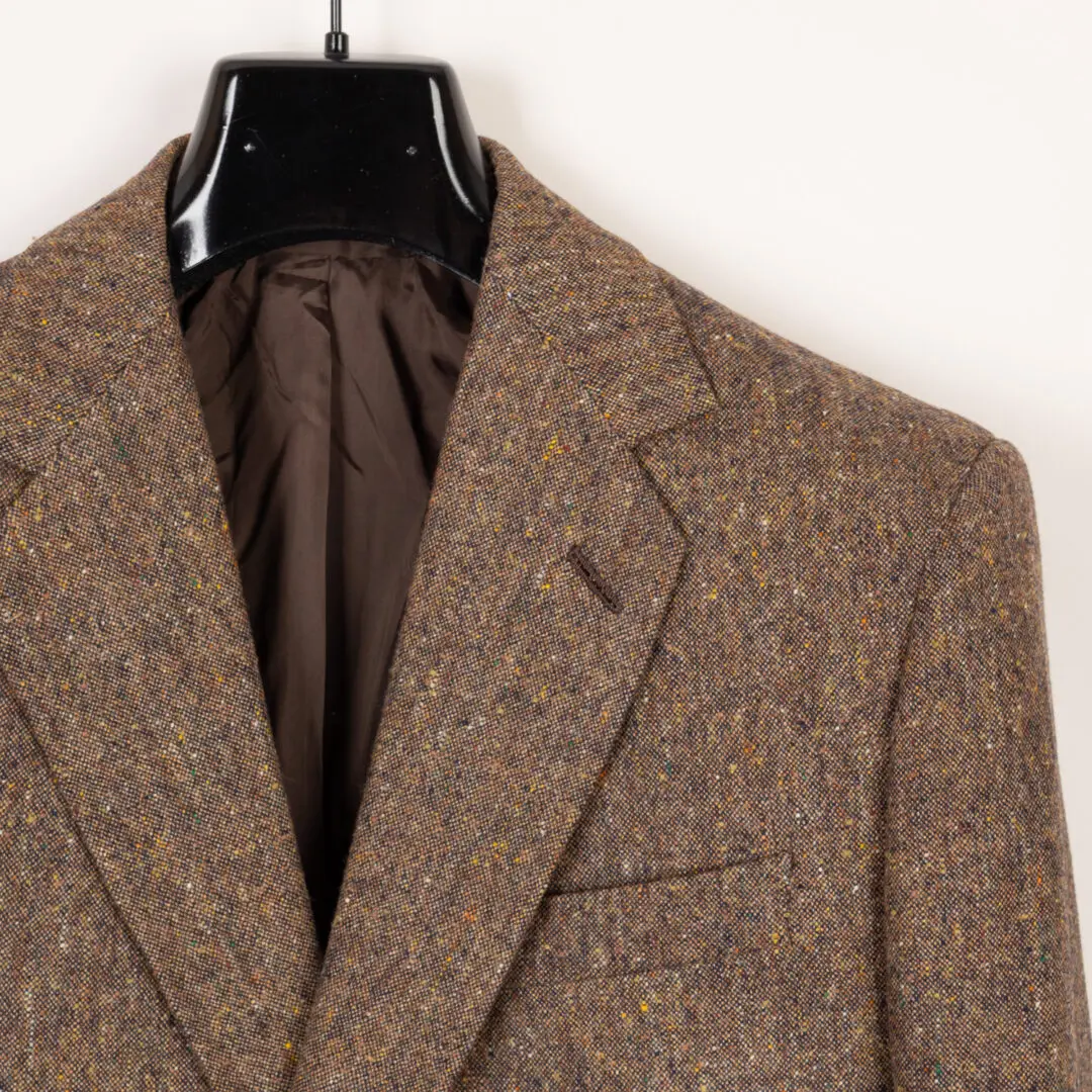 Richard Anderson Bespoke Sport Coat US36 Brown Fleck Wool Tweed