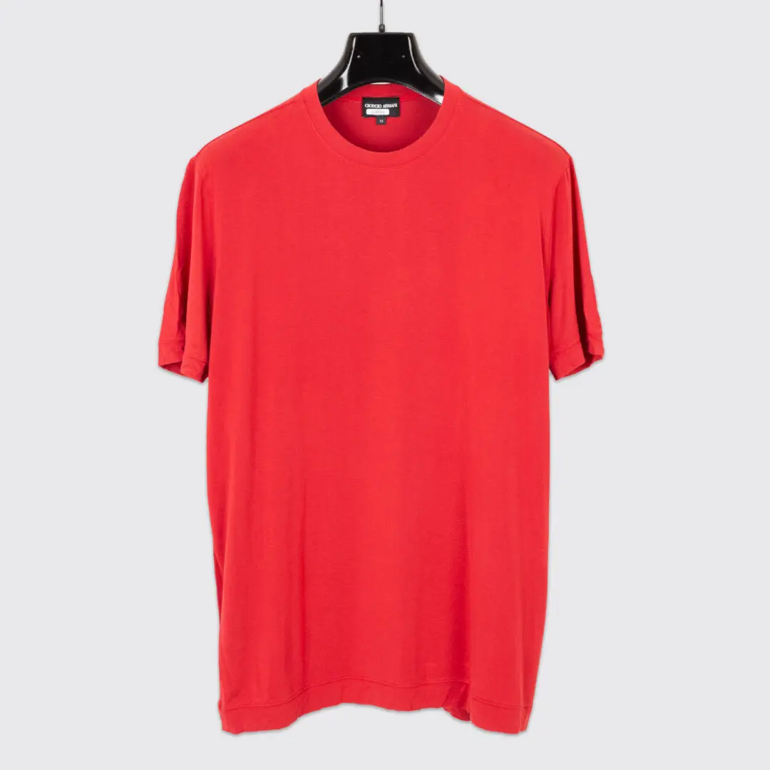 Giorgio Armani Viscose T-Shirt Size EU54 Men Red Short Sleeve