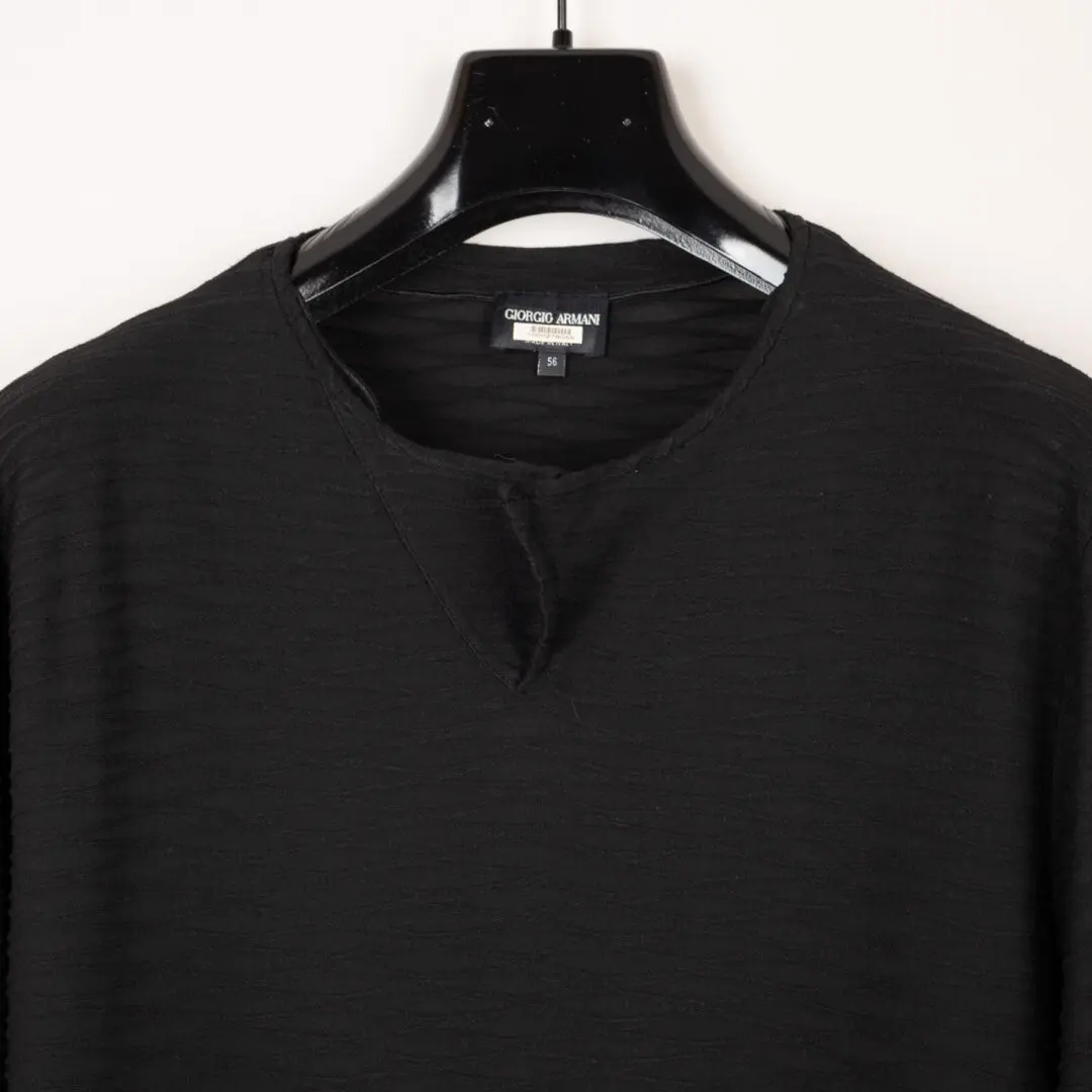 Giorgio Armani Lightweight Knit Black Textured Pullover Imperfect