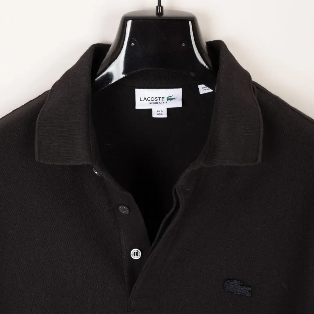 Lacoste Polo Shirt Size L (FR 5) Black Cotton Pique Regular Fit