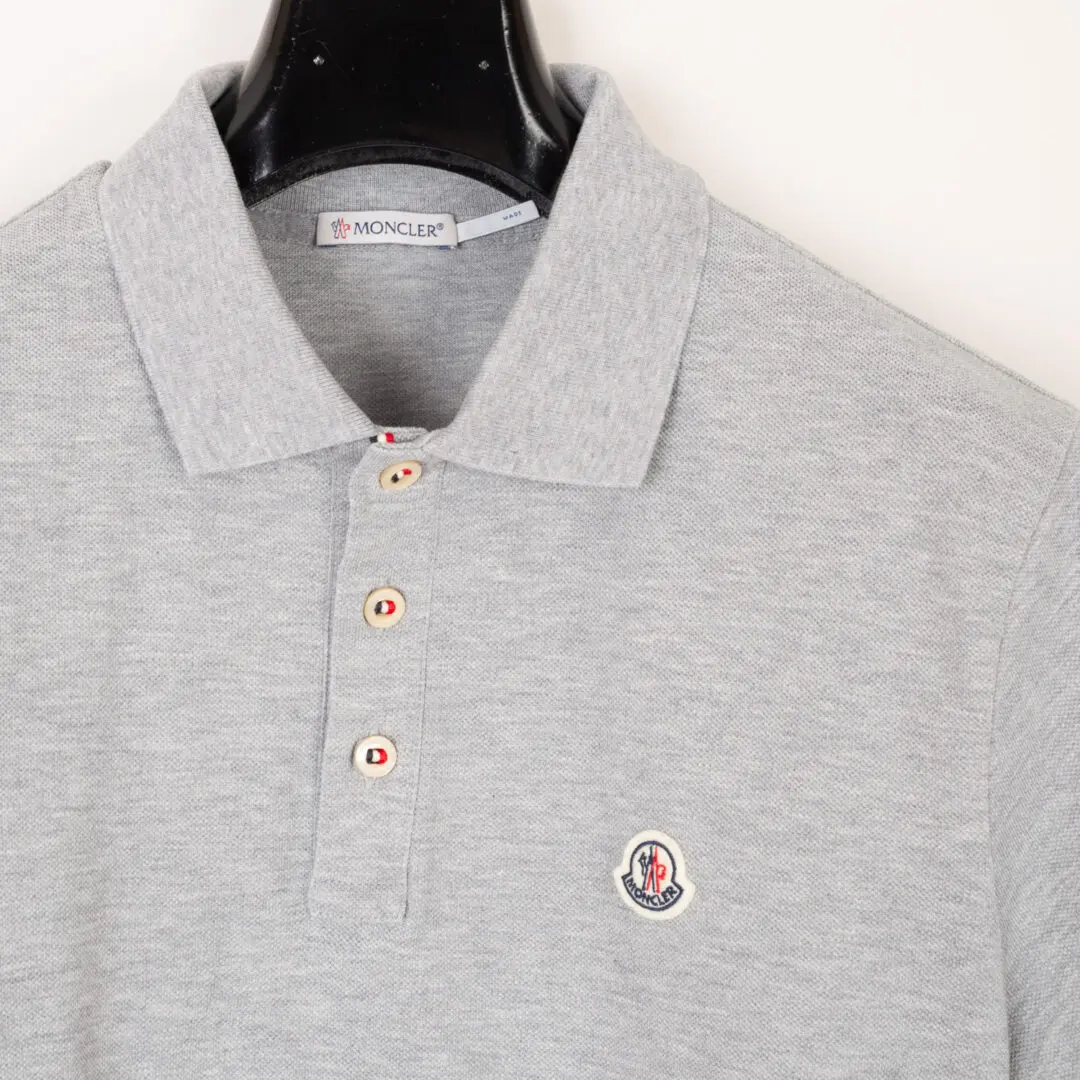 Moncler Shirt Maglia Polo Manica Corta SS Men Light Gray Cotton