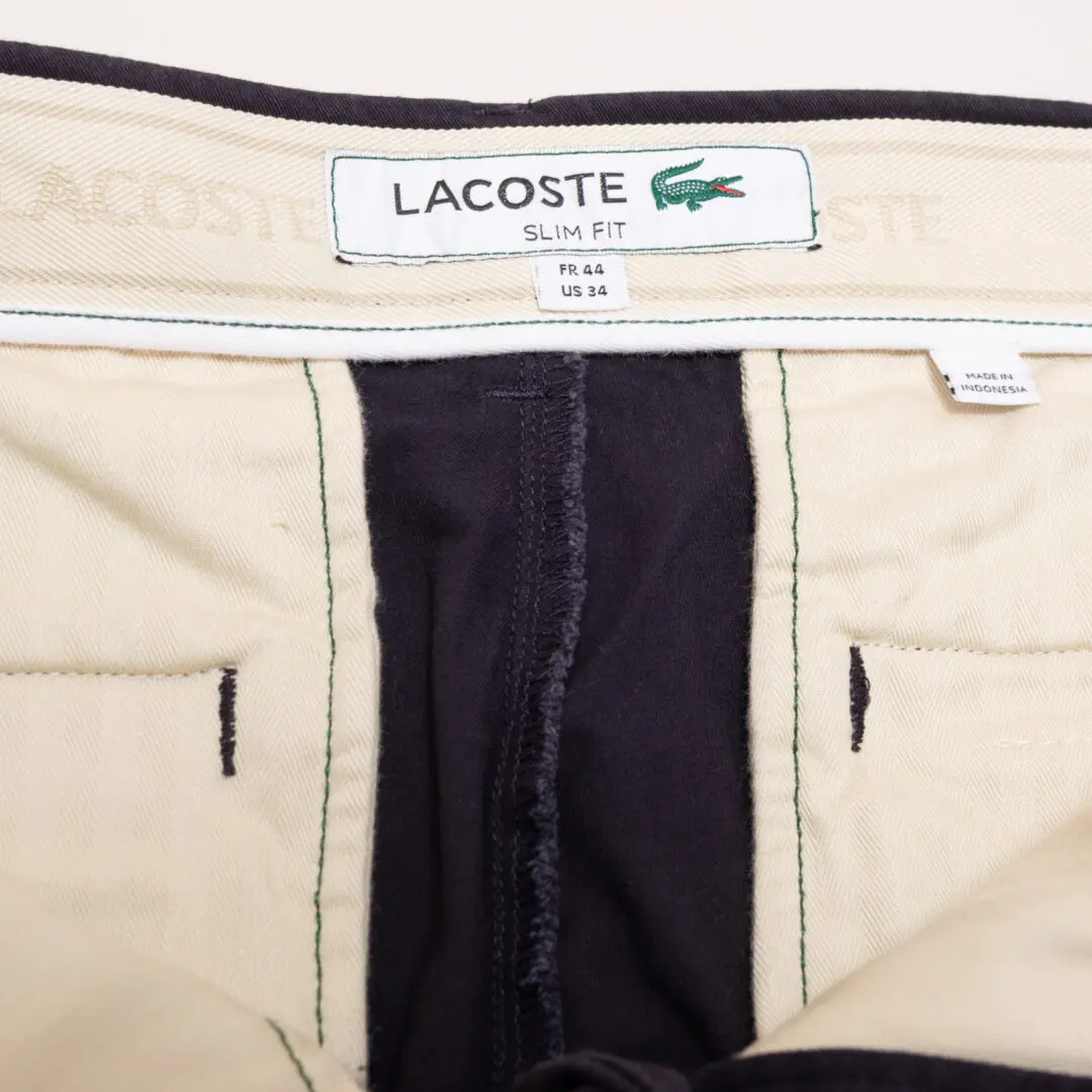 Lacoste Bermuda Shorts Size W34/35 Navy Blue Stretch Cotton Slim Fit