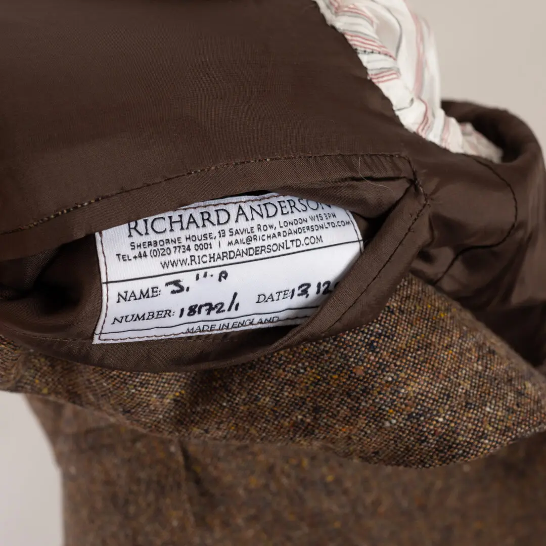 Richard Anderson Bespoke Sport Coat US36 Brown Fleck Wool Tweed