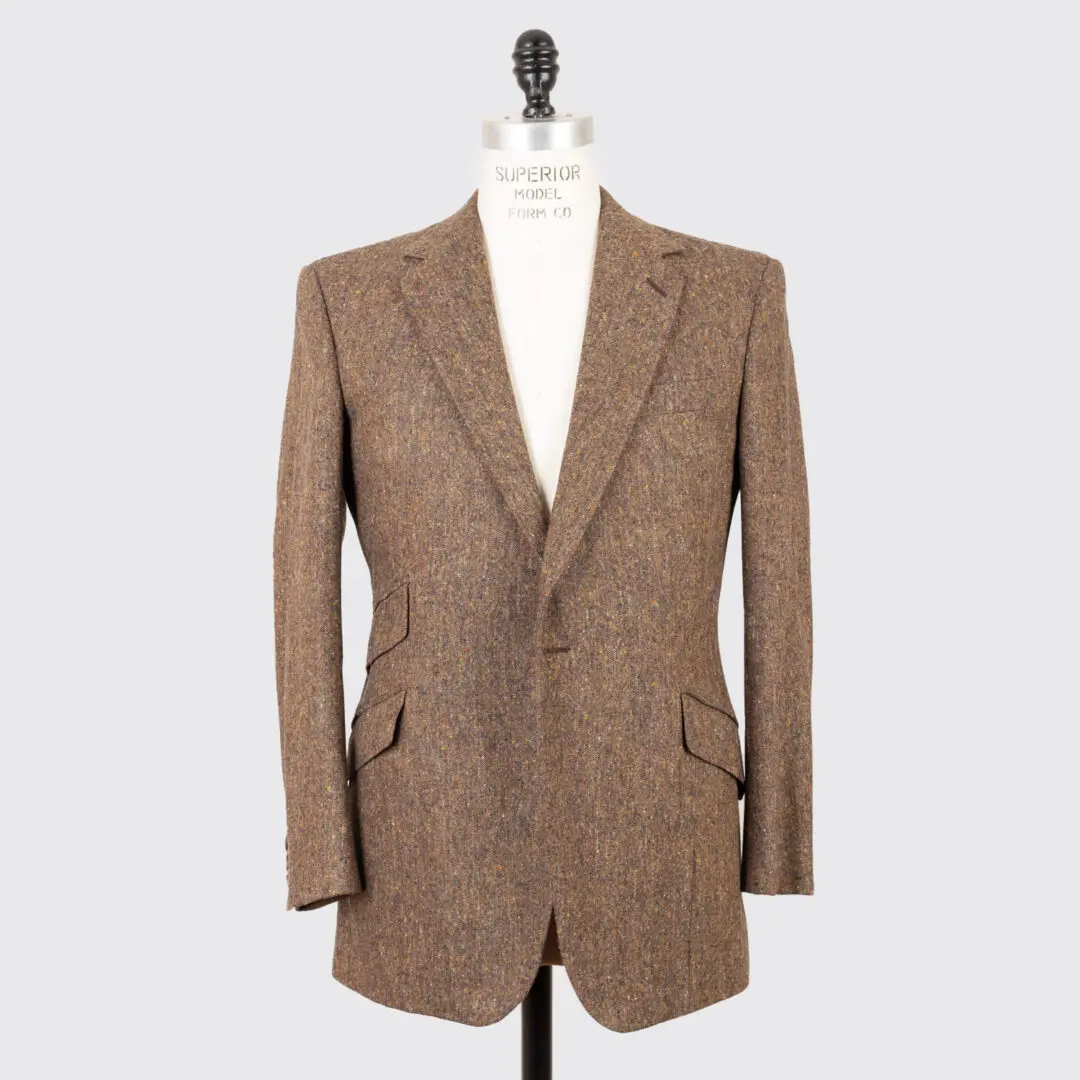 Richard Anderson Bespoke Sport Coat US36 Brown Fleck Wool Tweed