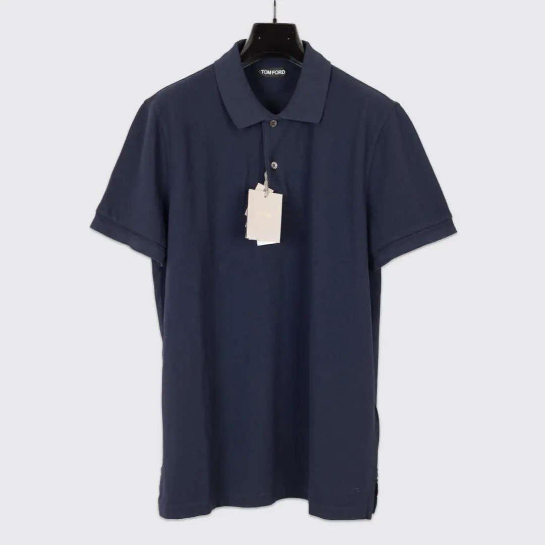 Tom Ford Tennis Piquet Polo Shirt Size EU54 Ink Blue Short Sleeve