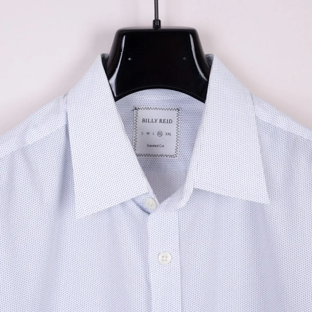 Billy Reid Standard Shirt XL White Pin Dot Poplin Made in Italy