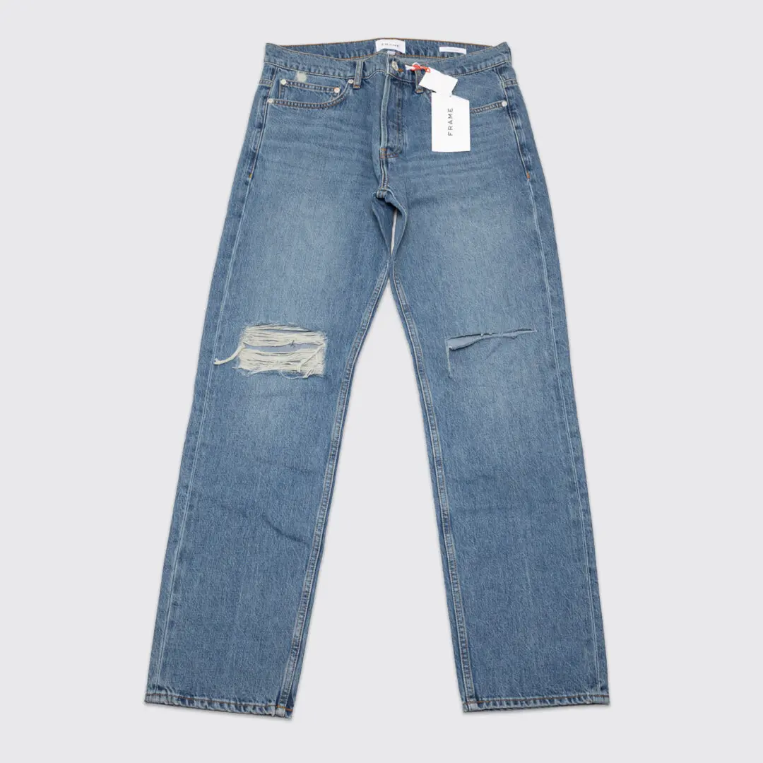 FRAME Jeans W33 L32 Men The Straight Itaska Destruct Ripped Denim