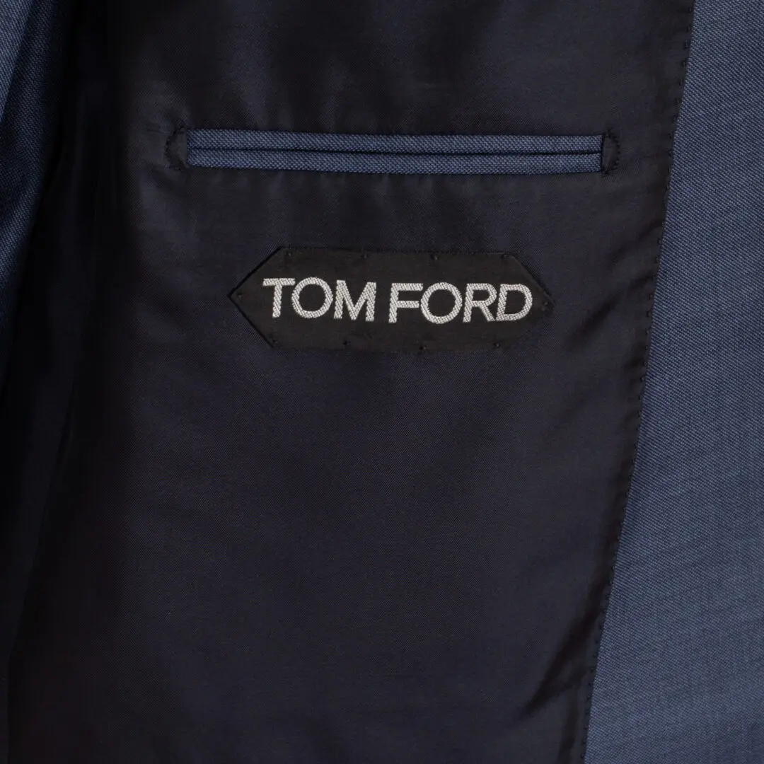 TOM FORD Suit Size EU56 R Steel Blue Wool O'Connor Peak Lapel