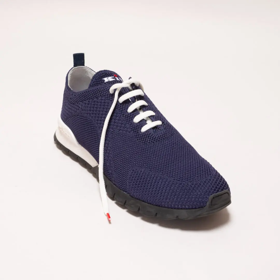 Kiton Sneakers Size UK9 Navy Blue Knit Laceup Made in Italy