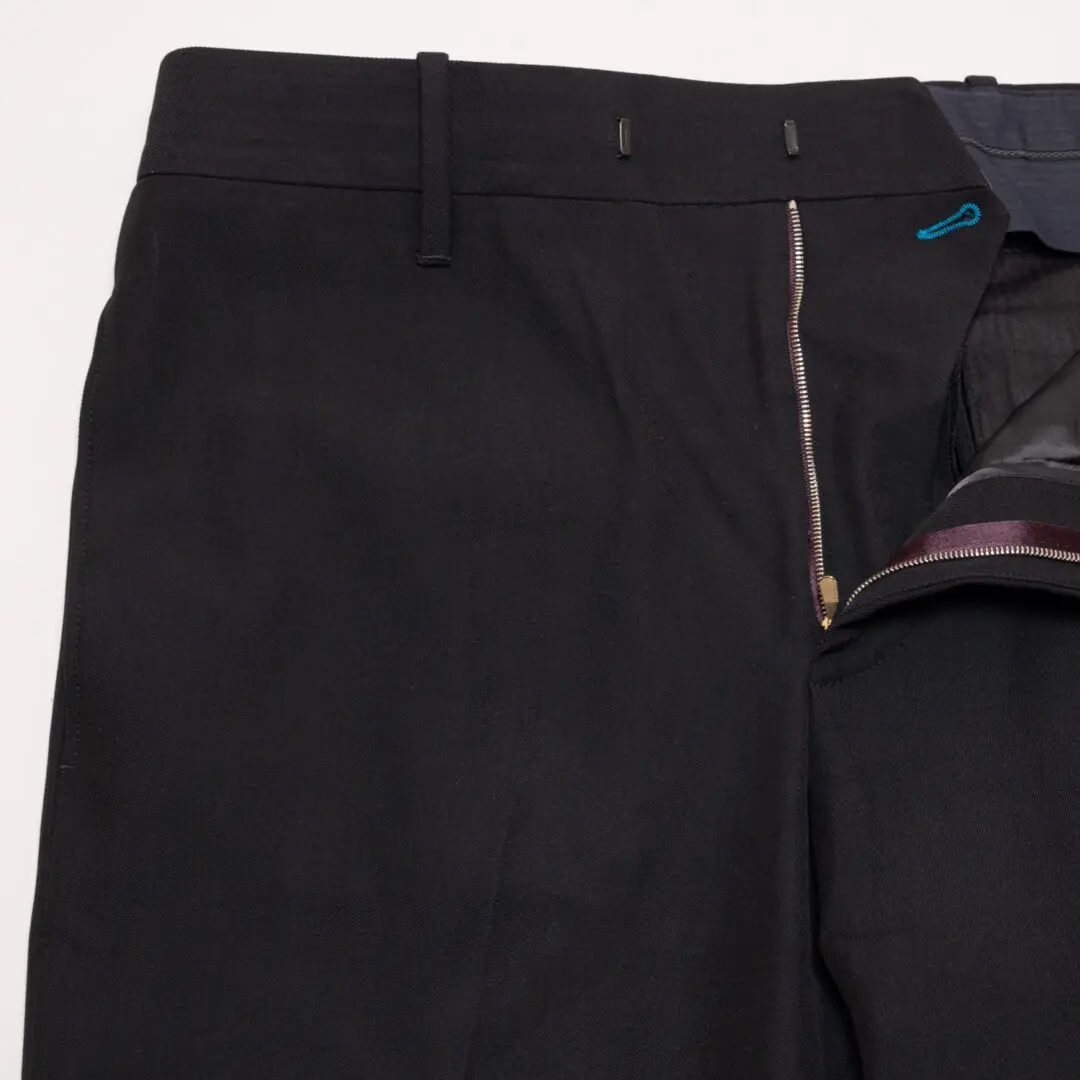 Paul Smith Pants W32 Men Black Wool Cotton Twill Flat Front