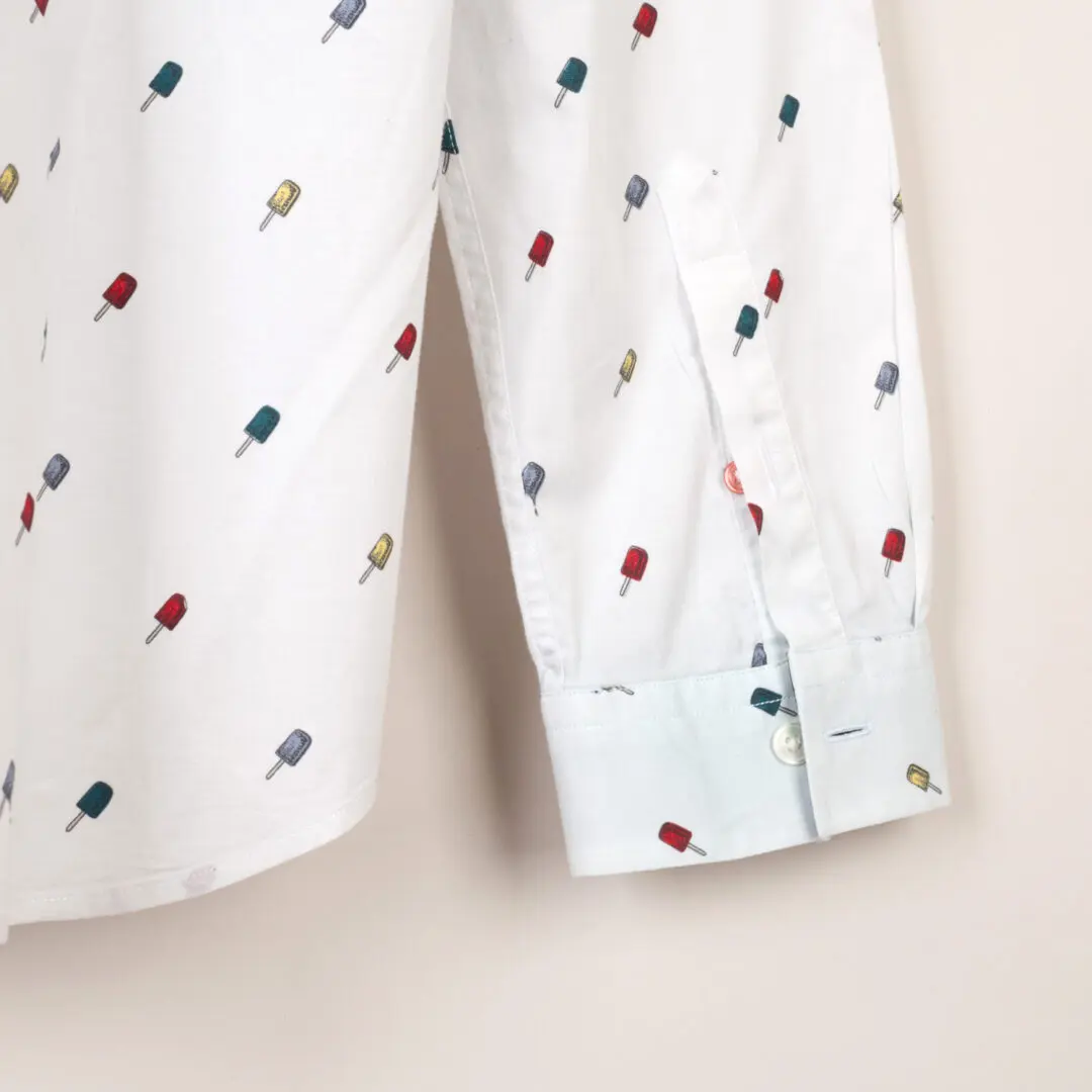 Paul Smith Shirt Size M Slim Fit White Colorful Popsicle Print