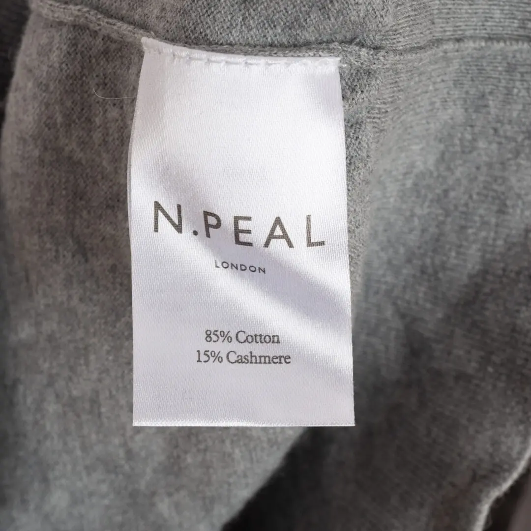 N. Peal 007 Collection Gray Round Neck Cotton Cashmere Henley