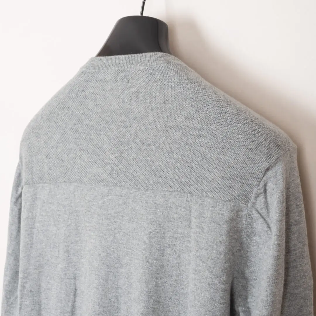 N. Peal 007 Collection Gray Round Neck Cotton Cashmere Henley