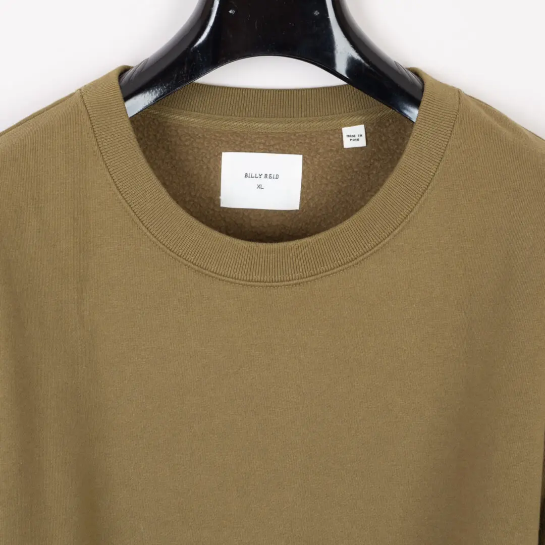 Billy Reid Dover Sweatshirt XL Men Olive Green with Brown Leather