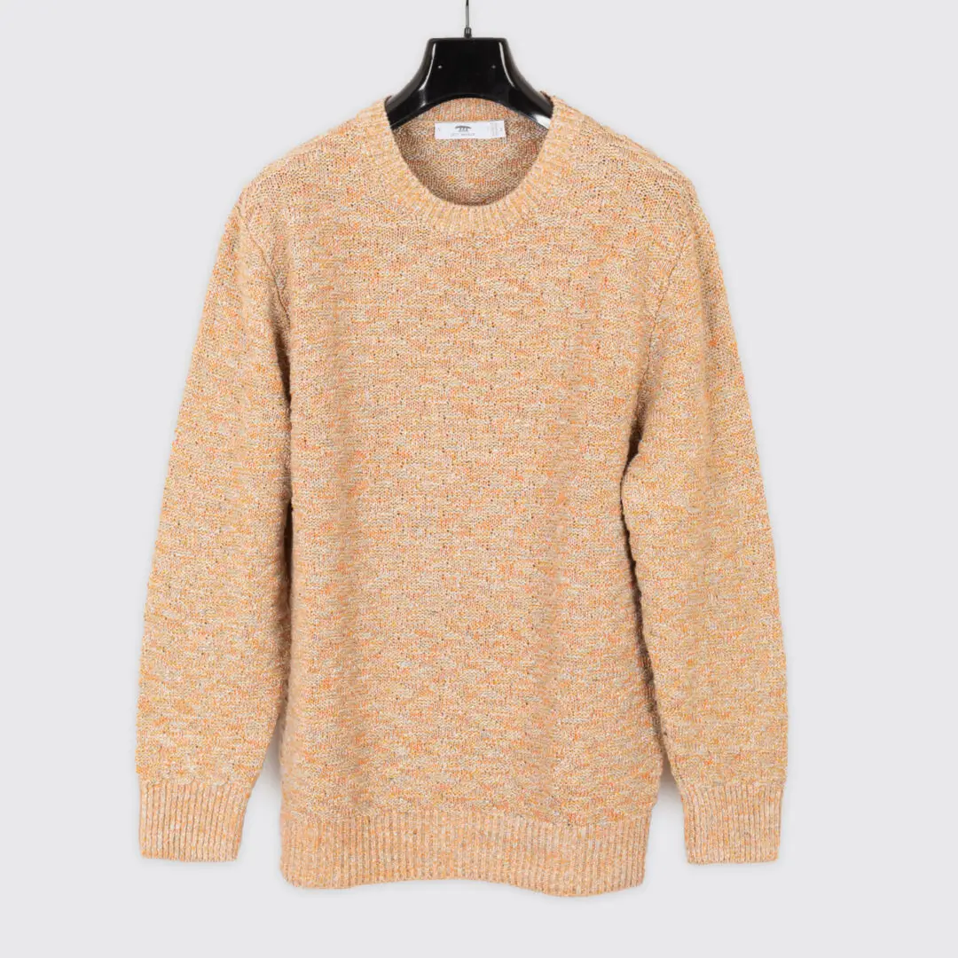 Inis Meain Linen Sweater Size M Orange Cream Crewneck Knit